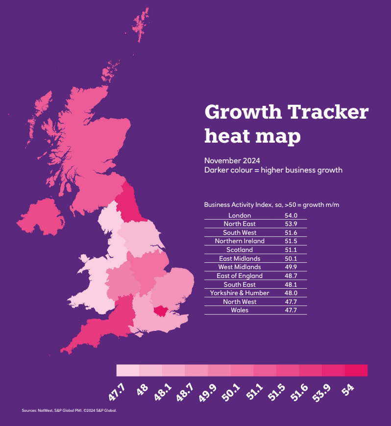 NatWest Regional Growth Tracker 2024 – North East property investment opportunities highlighted in growth chart