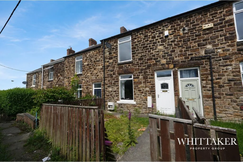 Exterior of a two-bedroom terraced house on Emma Street, Consett