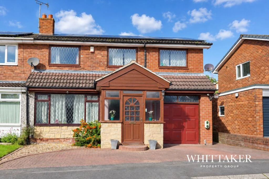 Front exterior and driveway of a four-bedroom semi-detached home on Ponthaugh, Rowlands Gill